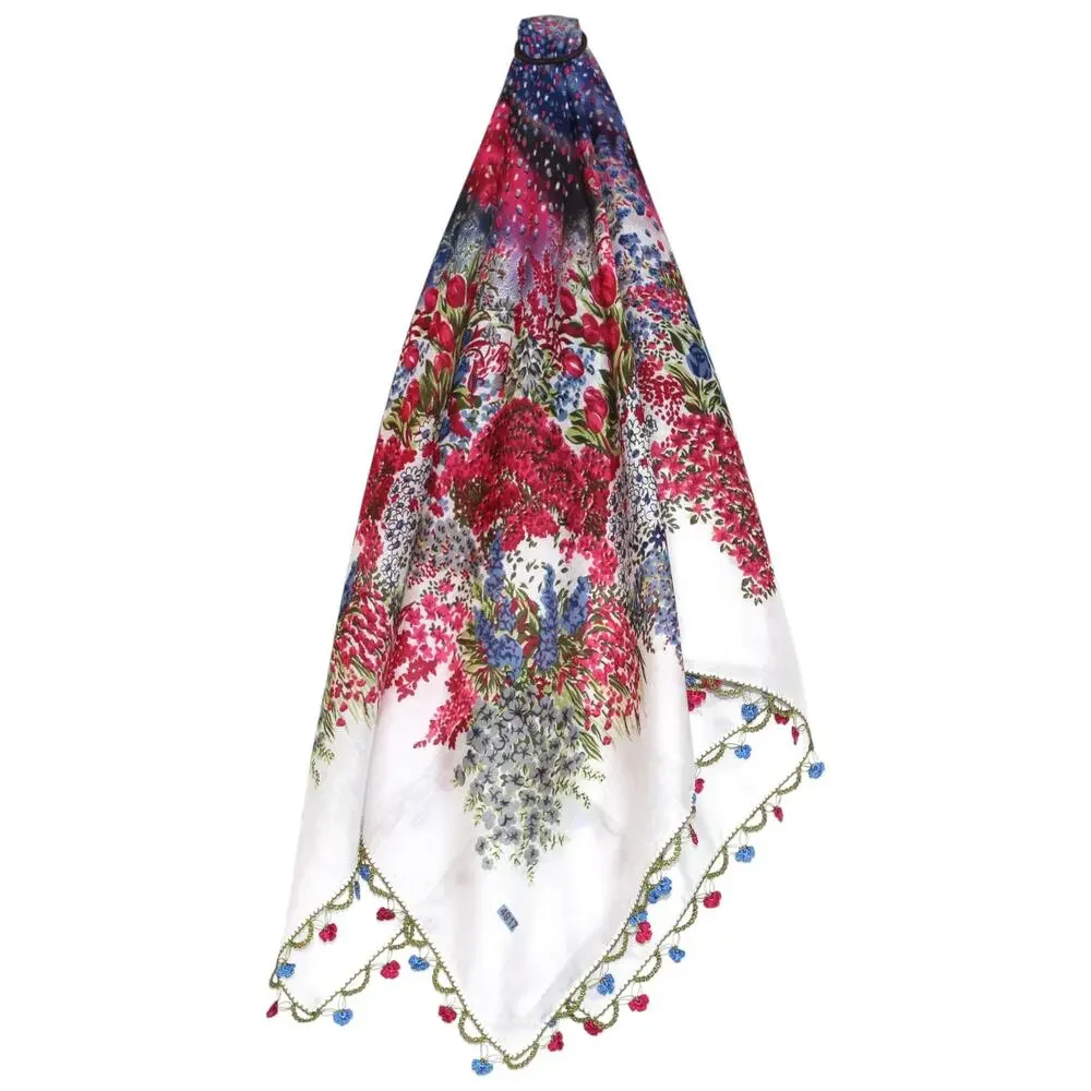 Tulbent Scarf Handmade Crochet Detailing NWOT